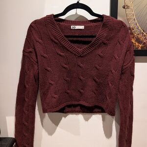 SO Women's Maroon Cable Knit Sweater